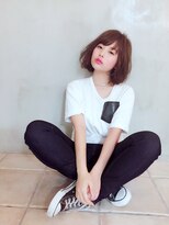 イグレックビス(igrek bis)&nbsp;IGREKBISジグザグバング×ブルージュ×3Ｄカラー×ミニマムボブ