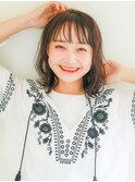 無造作カール小顔ボブディリラックスウェーブ
