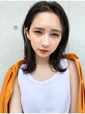 センターパートボブルフ×ブルージュカラー　5