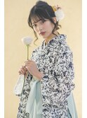 卒業式袴一式レンタル【白×ネイビー】フラワーレース☆