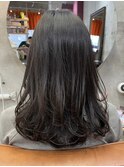 暗髪/透明感/ダークグレージュ/くびれフェイスライン/大人可愛い