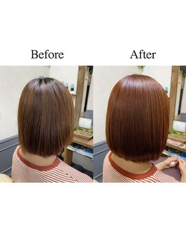 カミケン 清明店(kamiken.) オレンジブラウン大人可愛いこなれミニボブ【カミケン清明店】