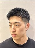 爽やかクールメンズショートツーブロ刈り上げアップバング