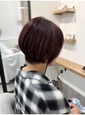 ショートボブ×ボルドーカラー