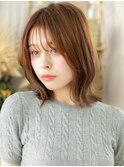 大人可愛いアプリコットオレンジ外ハネロブa川口代30代40代