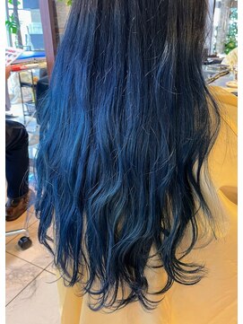 オーガニックサロン フェイス 梅田店(organic salon face) ブルーブラック★ロンググラデーション