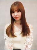 髪質改善ストレート フルバング 前髪カット 20代 艶髪 ブリーチ