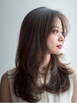 ダル 渋谷/表参道(DAL.) 顔周りカットハッシュカットロングレイヤーダークブラウン