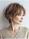 ミセスショートボブ白髪ぼかし脱白髪染め30代40代50代60代♪