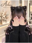 猫耳ヘアセット