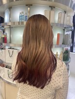 プランタン フォー ヘアー(printemps FOR HAIR)&nbsp;三本木担当モデル様/ミルクティーベージュ/エンドカラーレッド
