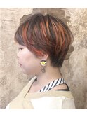 magiyhair/下北沢/西部笑/オレンジメッシュショート☆