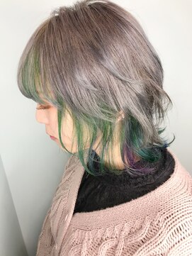 オーティティ(O-TETE) O-tete シルバーグレーインナーグリーンブルーパープルミックス