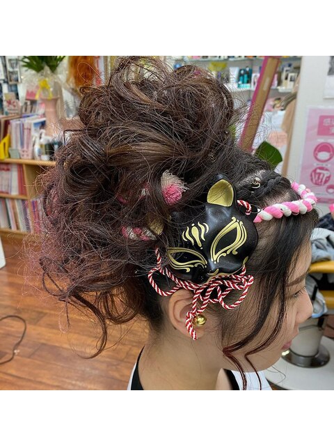 派手髪ヘアセット