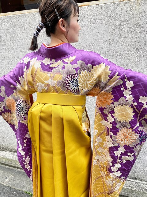 【Fー30】紫×ベージュ  四季草花