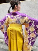 【Fー30】紫×ベージュ  四季草花