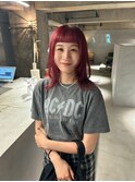 デザインカラーレイヤーカットウェットヘア夏オリーブベージュ