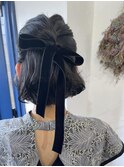 結婚式ヘアボブアレンジお呼ばれヘアセット