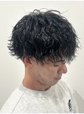 波巻きスパイラルパーマメンズカットマッシュツイストスパイラル