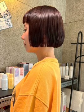 チャオ バイ ミチ(Chao by MICHI) 【ChaoMICHI haruya】丸みボブ チェリーブラウン 艶感 透明感