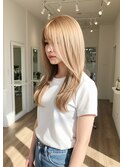 レイヤーロングベージュ20代30代40代くびれエクステ韓国ヘア