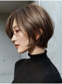 黒髪クラゲヘアーオリーブグレー小顔ココアベージュ