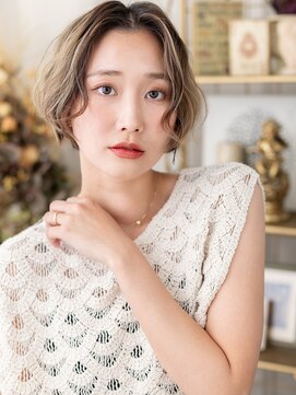 カバーヘア イヴ 戸頭店(COVER HAIR EVE) レイヤーパーマセンターパートこなれボブTd1戸頭10代20代30代UP