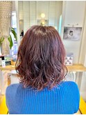 ツヤ髪ピンクブラウンパーマ