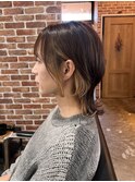 レイヤーボブハイライトカラーミルクティーベージュ
