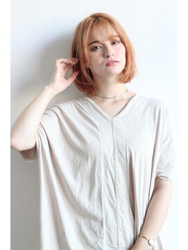 クラン 六甲道(Chlan) 簡単スタイリングボブ×アプリコットオレンジ【灘区/六甲道】