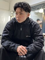 メリケンバーバーショップ フクオカ(MERICAN BARBERSHOP FUK)&nbsp;ハイライトマッシュパーマウルフアッシュブラック