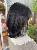 黒髪/レイヤーボブ/20代30代40代/シースルーバング