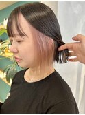 (土橋)10代20代インナーカラーピンクベージュ大人ショートボブ
