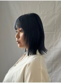 黒髪/ボブルフ/ネビージュ/小顔/ワンレン/水戸/髪質改善/前髪