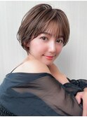 大人可愛い/耳かけショートボブ/メルティカラー/似合わせカット