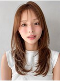 セミディうるツヤ薄めバングシースルーバング似合わせカット