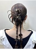 結婚式お呼ばれヘア◆韓国カチモリヘアお団子ヘアリボンヘア夏