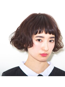 ダブ アオヤマ(DaB AOYAMA) 【DaB】ショート「厚めバング」 ×ダークモカ ウェーブボブ