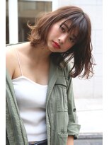 ロエナ(ROENA) 20代30代40代50代小顔カット黒髪ワンレンボブルフネビージュ前髪