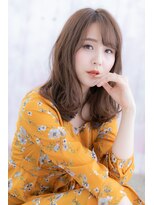 ミック 日暮里店(miq)&nbsp;斜めバング×ショコラベージュ甘辛ミックスゆるふわミディb