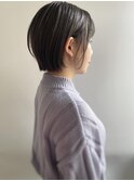 丸みショートボブ×ダークグレージュ【高田馬場/新宿】