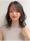 前髪 アンブレラカラー こなれミディ イメチェン ウェーブパーマ
