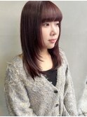 顔まわりレイヤー暖色ツヤカラーボルドーカラーチェリーレッド