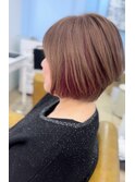 白髪染めダブルカラーにデザインピンク