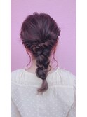 ヘアアレンジ/ミディアムヘアアレンジ/三つ編みアレンジ
