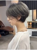 イメチェン小顔似合わせ30代40代50代グレージュショートボブ