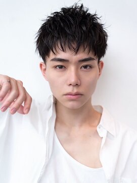 ケアリー 練馬(Carelly) ツイストパーマ七三オールバックマッシュウルフスリークショート