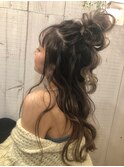 ハーフアップ/ヘアセット/ヘアメイク/お団子/編み込み