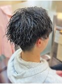 ツイストスパイラルパーマ/ツーブロックアップバングマッシュ