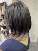 ウルフカット インナーカラー シルバー ダブルカラー